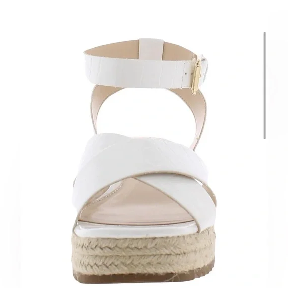 Liz Claiborne Womens Eastside White Square Toe Wedge Sandals Shoes New - Picture 3 of 16